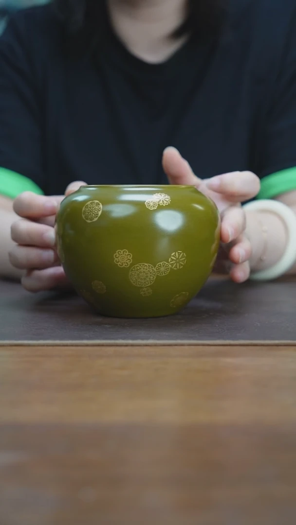 杯景德镇茶叶末皮球花建水