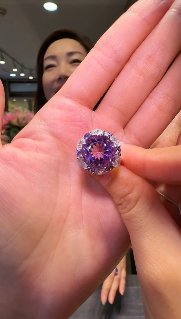 银S925镶嵌戒指紫晶003