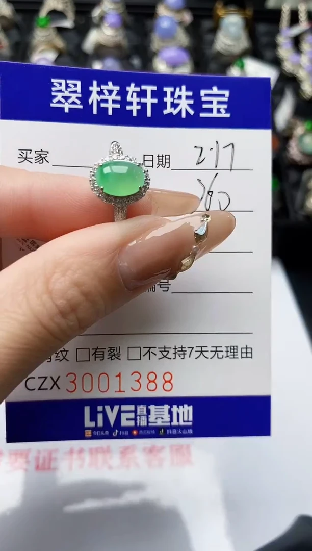 【闪购商品】翡翠戒指银S925镶嵌/1388
