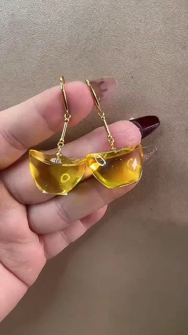 【闪购商品】琥珀耳饰未镶嵌耳环