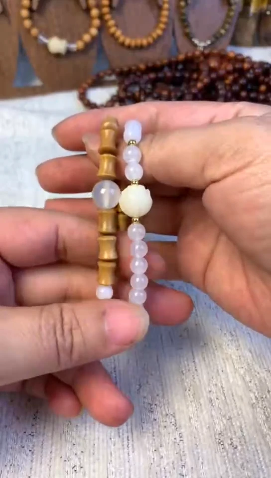 檀香木双圈叠戴手串