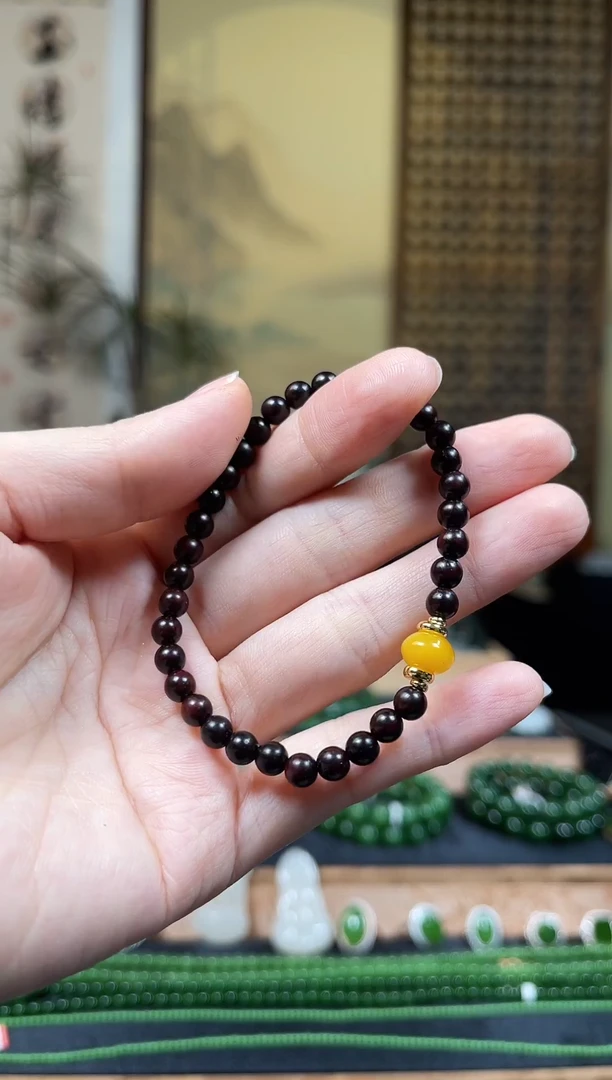 手串/手链小叶紫檀±5mm小叶紫檀单圈手串黄色款