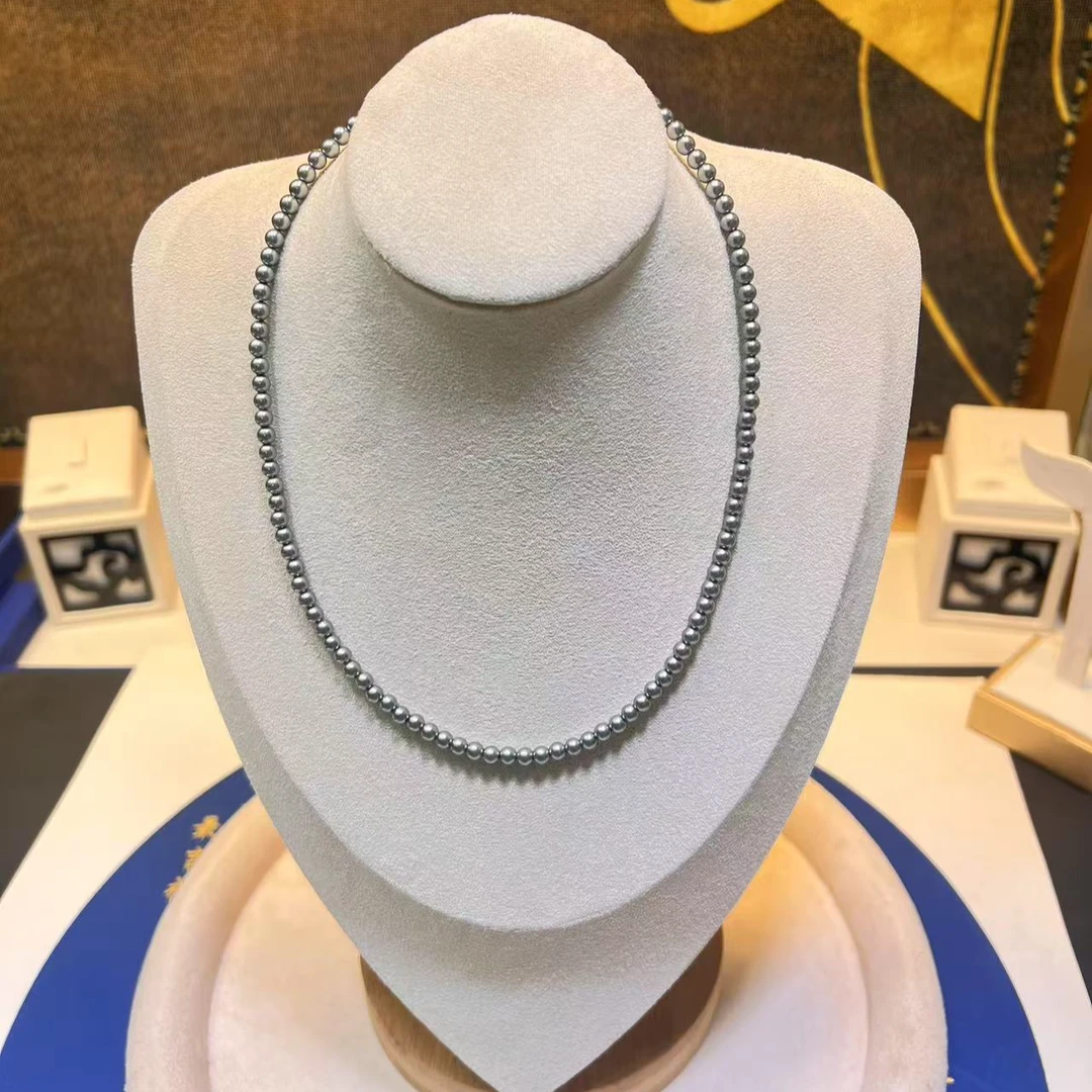 天然深海妈妈气质时尚百搭母贝珠项链白色L-57