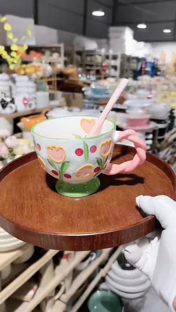 【闪购商品】瓷片杯子勺子2件套微瑕 凑满20元包邮