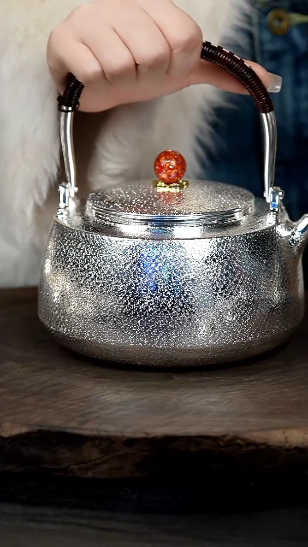 【闪购商品】手工锤纹银提梁壶烧水壶