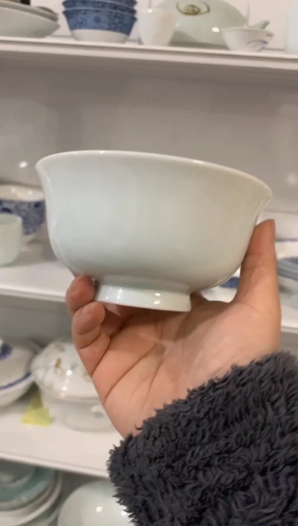 【闪购商品】白瓷天青色湖田窑5英寸微瑕米饭碗