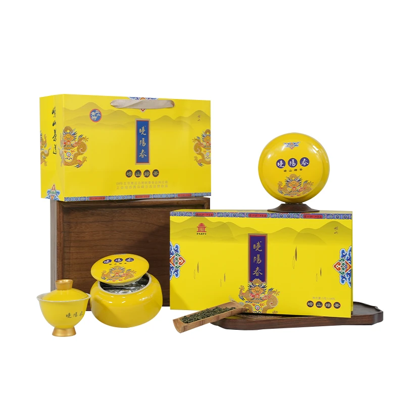 晓阳春崂山绿茶瓷罐装2025新茶青岛特产翠龙珠绿茶礼盒装5克*34包