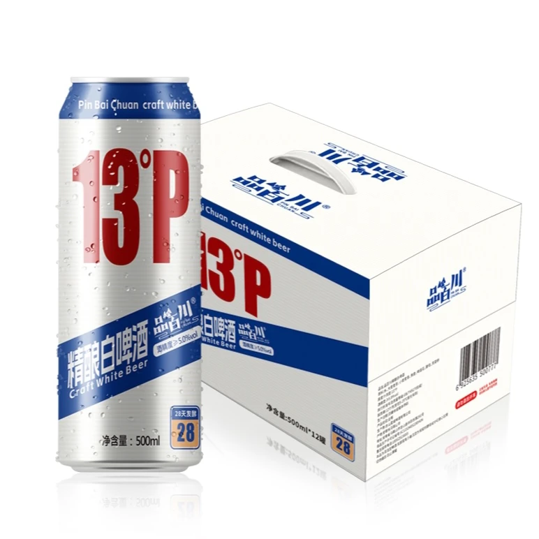 品百川13度精酿白啤酒全麦原浆麦芽德国工艺酿造500ml*12罐整箱装