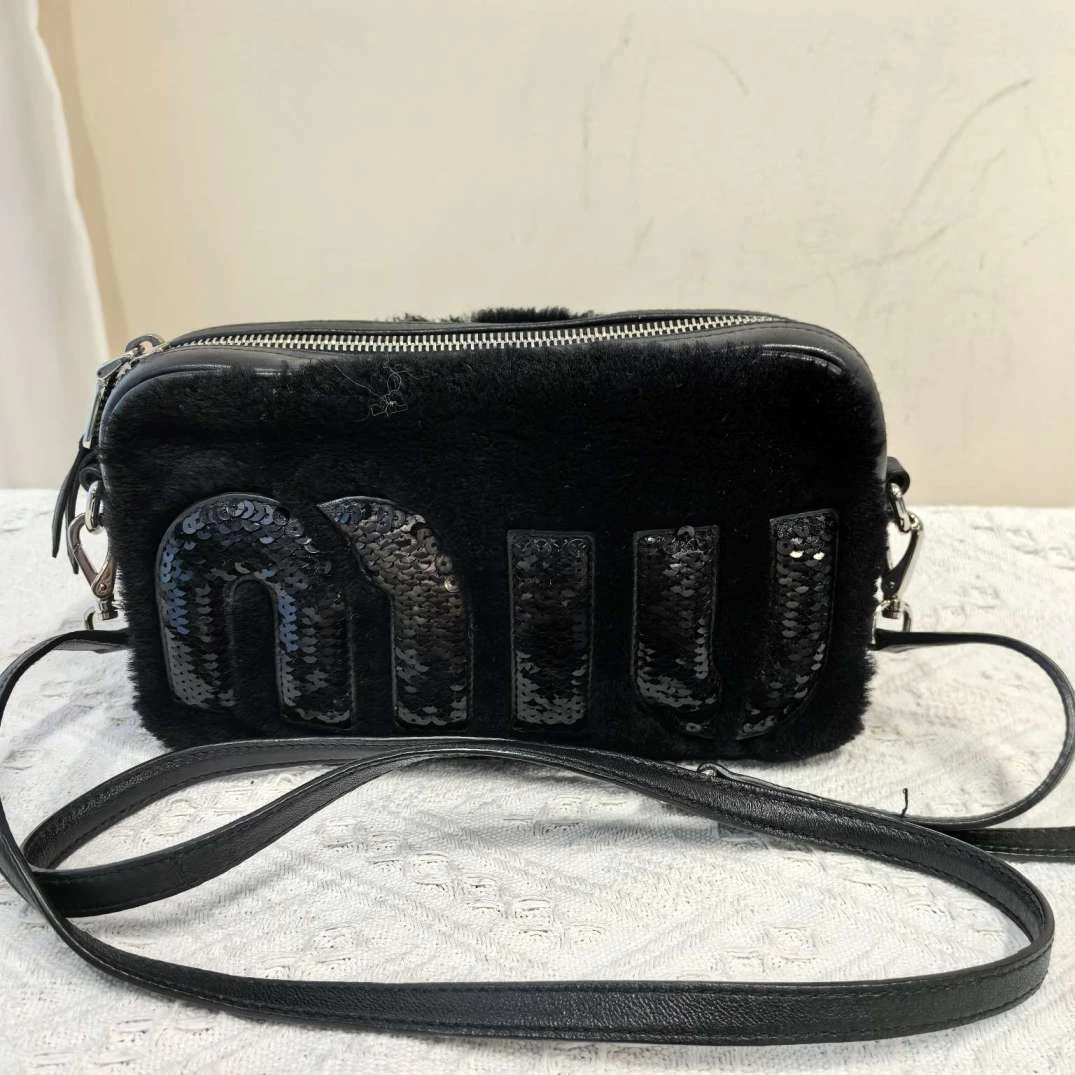 95新 MIU MIU/缪缪 黑色亮片单肩包 1106 6294