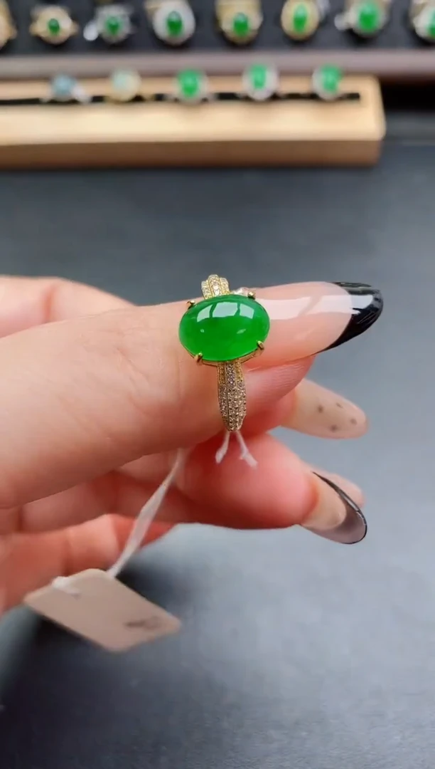 银S925镶嵌戒指翡翠1