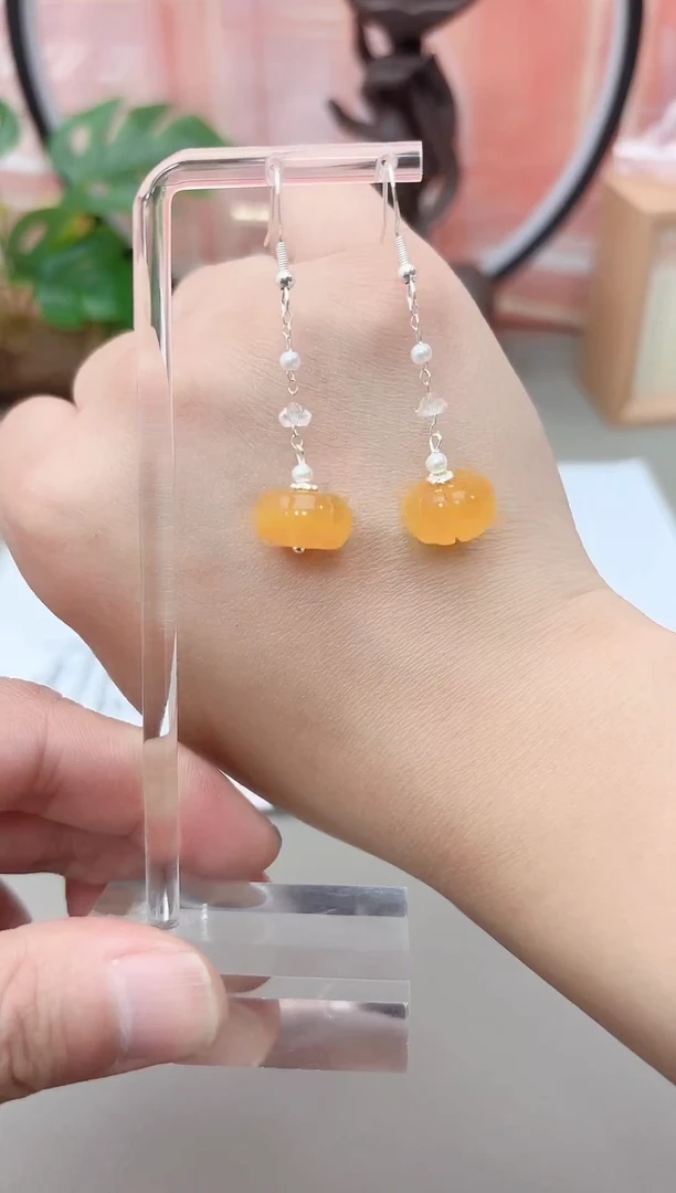 银S925镶嵌耳坠玛瑙/玉髓h65235