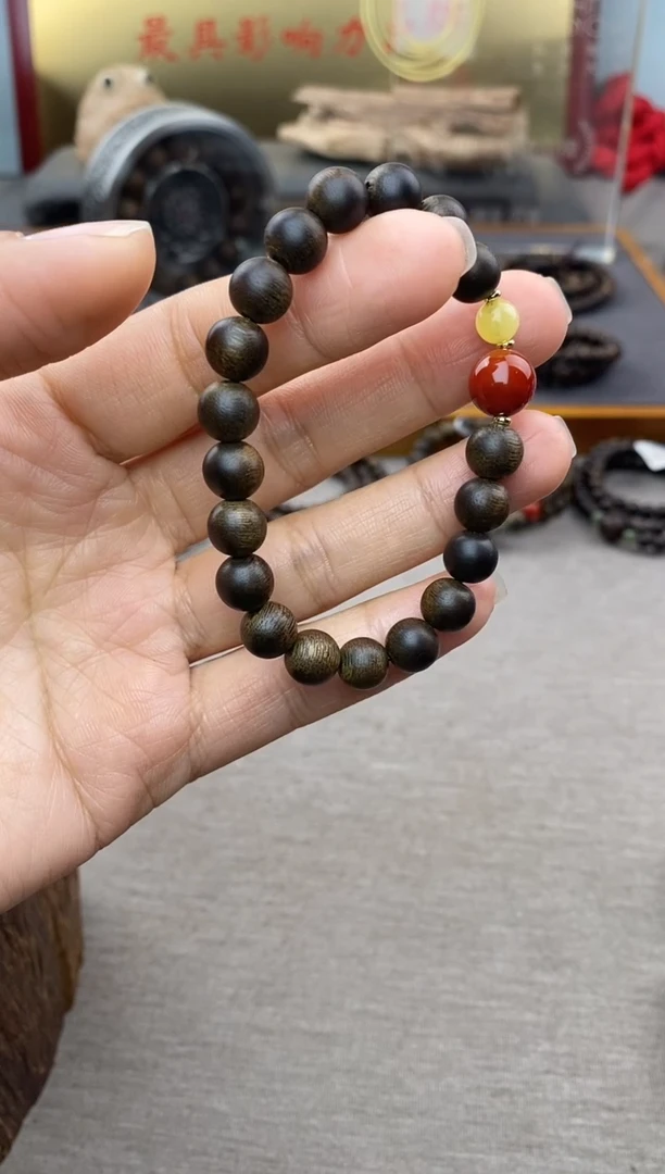 【闪购商品】沉香手串越南顺化玉化紫棋楠08 沉水单圈+配饰