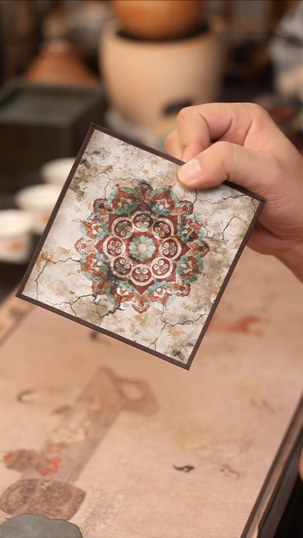 茶具宣丝杯垫 12x12 宝相花