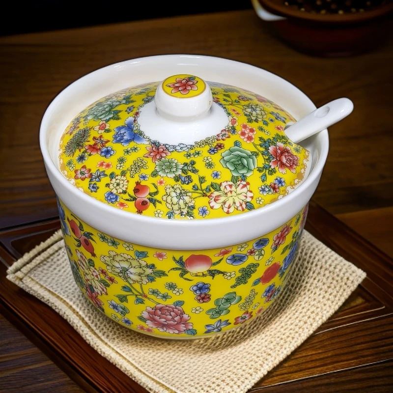 WJ-4.5英寸帝王黄万花调味罐