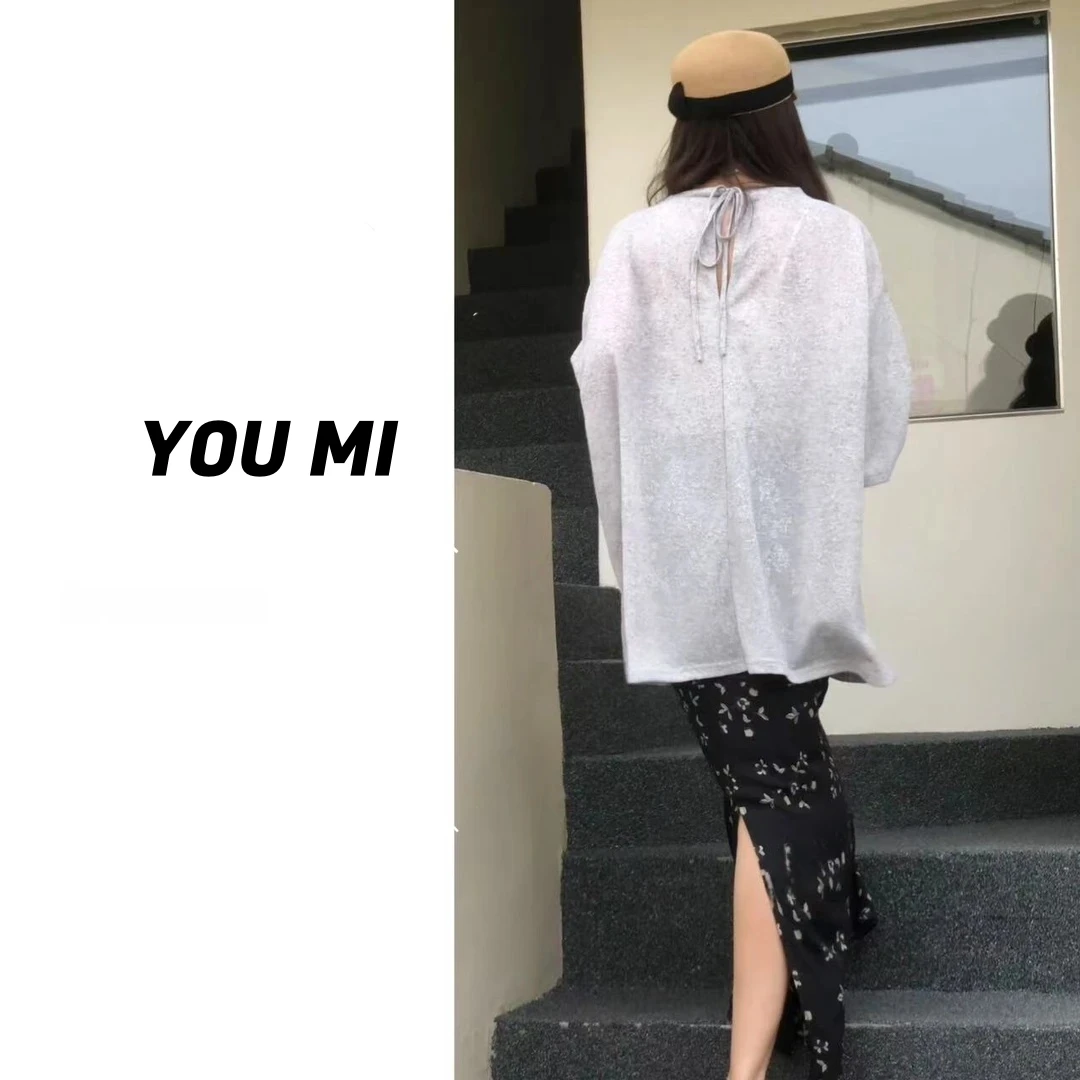 2025年夏季新款韩系圆领后背系带设计感百搭时尚显瘦上衣 1338