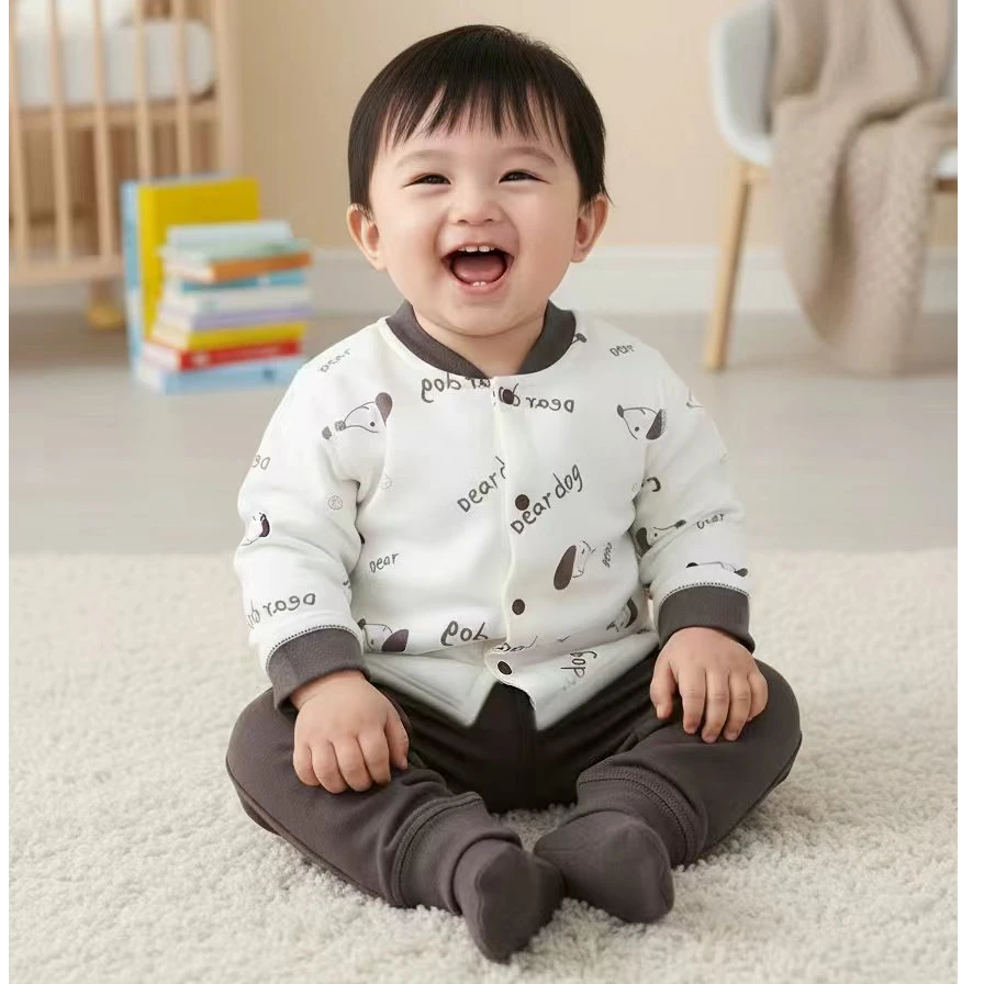 婴幼儿秋冬薄棉纯棉A类40克夹棉男女宝宝上衣裤子分体套装两件套