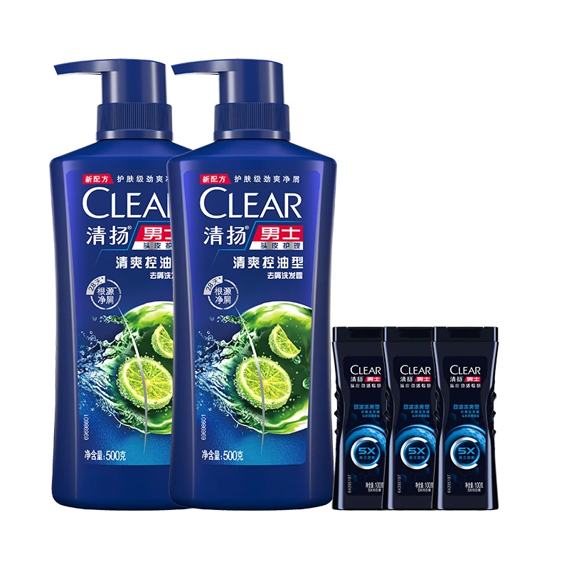 清扬去屑控油洗发水500g*2+劲爽冰凉100g*3 M