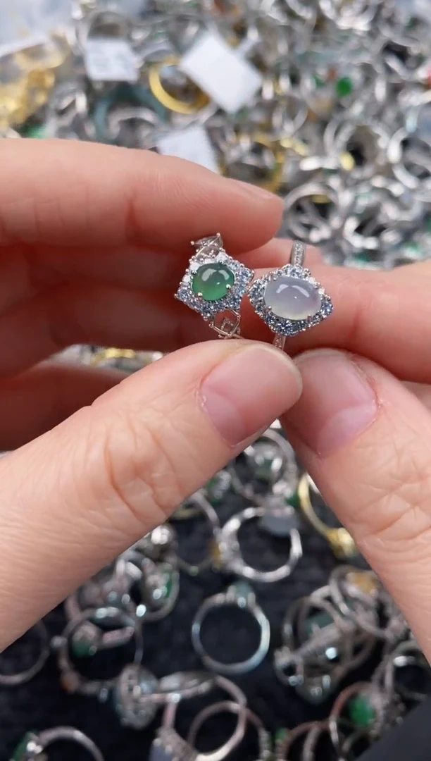 银S925镶嵌戒指翡翠555             2