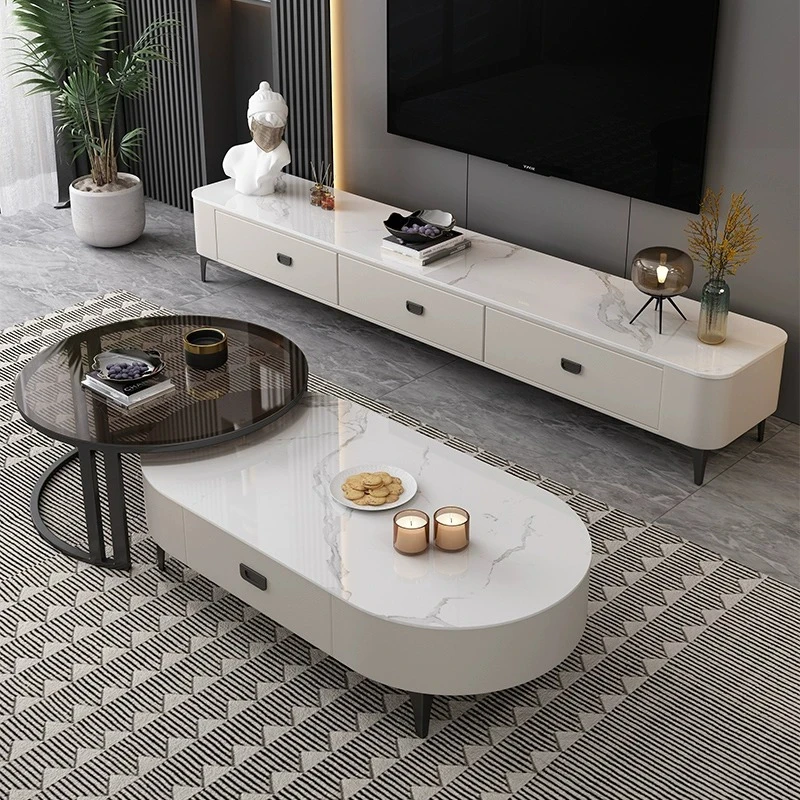简约现代岩板茶几电视柜组合客厅家用小户型