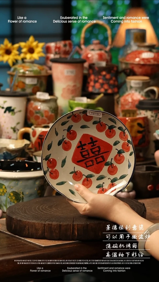 陶瓷景德镇高温釉下彩手工手绘款式@A1210@