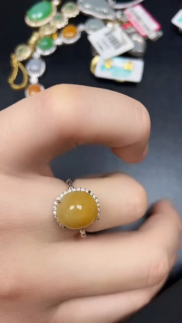银S925镶嵌戒指翡翠1390