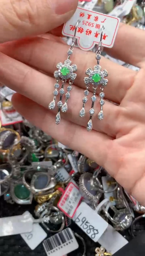 银S925镶嵌戒指翡翠999    7