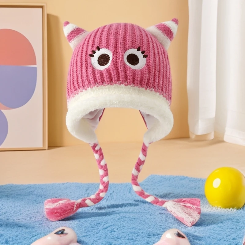 针织宝宝加绒加厚保暖冬天秋冬季儿童帽婴儿毛绒幼儿护耳帽套头帽