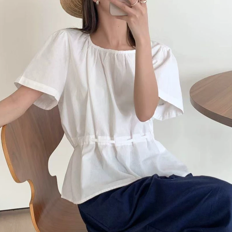 K2885 韩系复古减龄短袖小衫宽松小个子休闲百搭上衣 Q949-25056