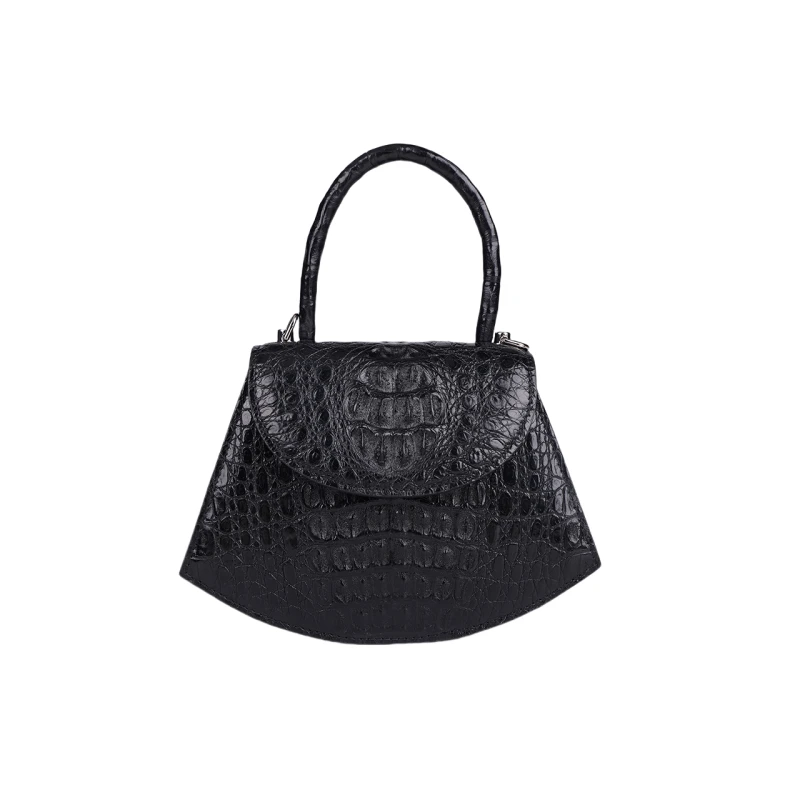 【2025高定女包】鳄鱼皮定制款黑色简约气质手提单肩斜挎女包X1318