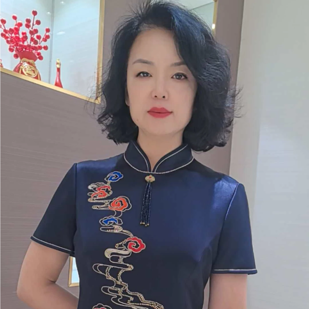 朱紫褕17789藏蓝色高贵气质新款喜妈妈喜婆婆婚宴旗袍中国风礼服