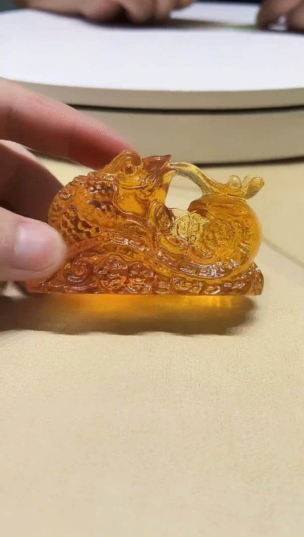 琉璃手工艺品古法琉璃摆件  金蟾