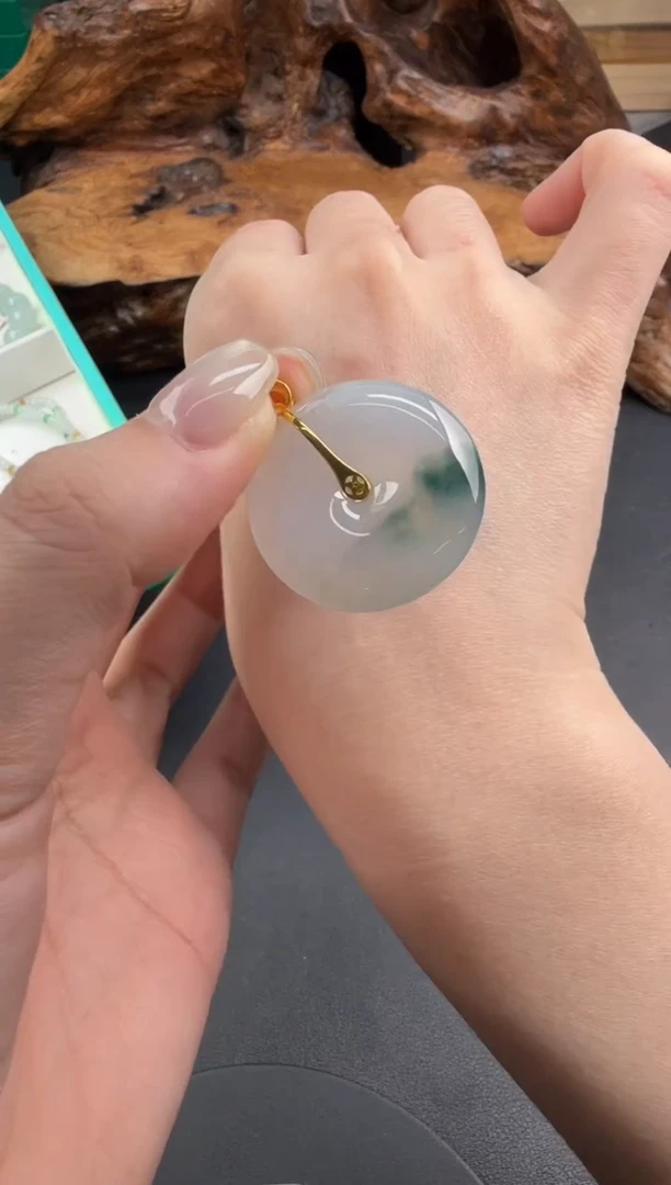 吊坠(不含链)18K金镶嵌翡翠翡翠饰品-127