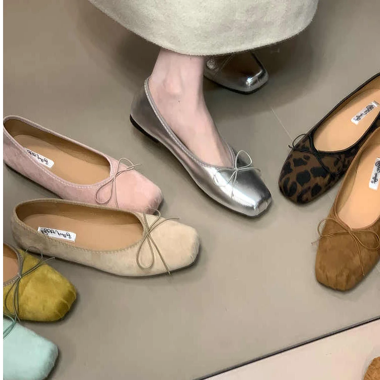 HXQ-S8787-1平底浅口蝴蝶结单鞋女2025年晚晚风芭蕾舞鞋奶奶鞋子