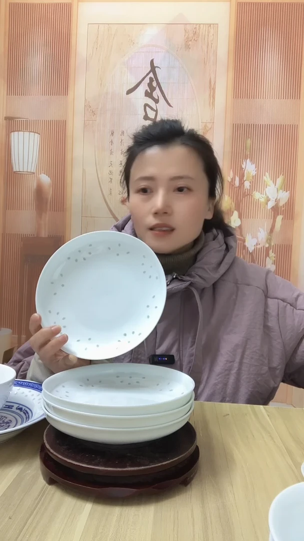 厂瓷 7英寸素玲珑白瓷窝盘 4个