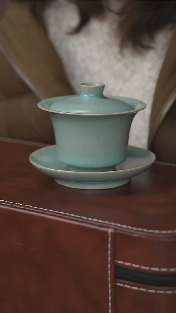 【闪购商品】盖碗仿古三才马蹄盖碗开片一级