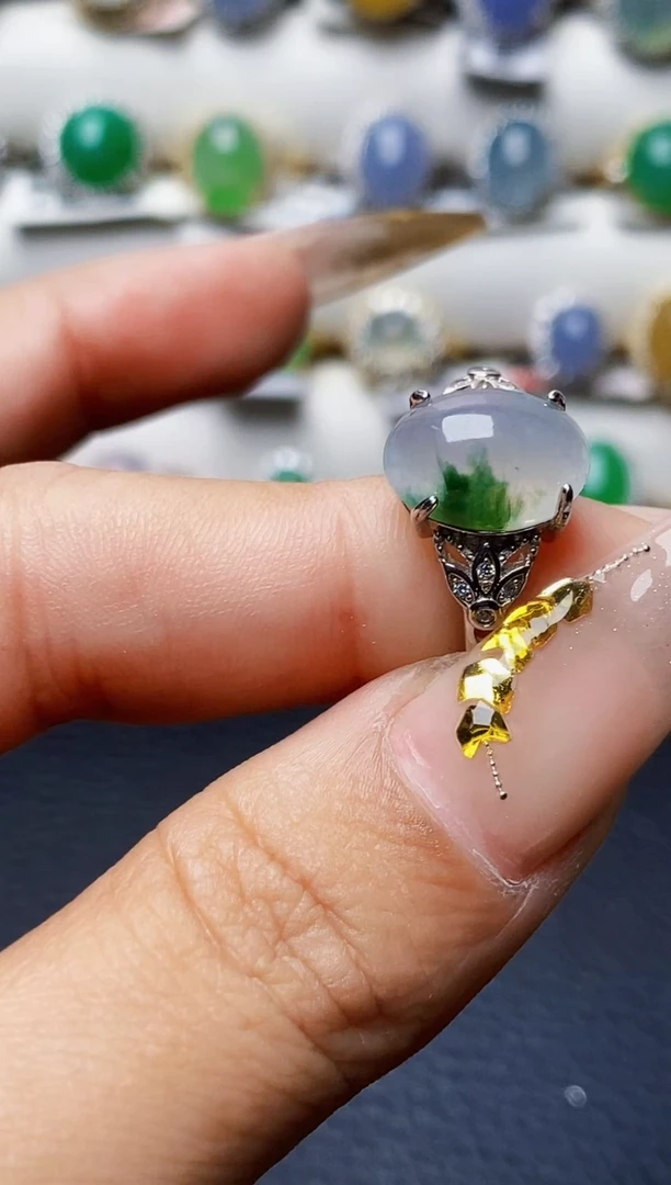 银S925镶嵌戒指翡翠1264