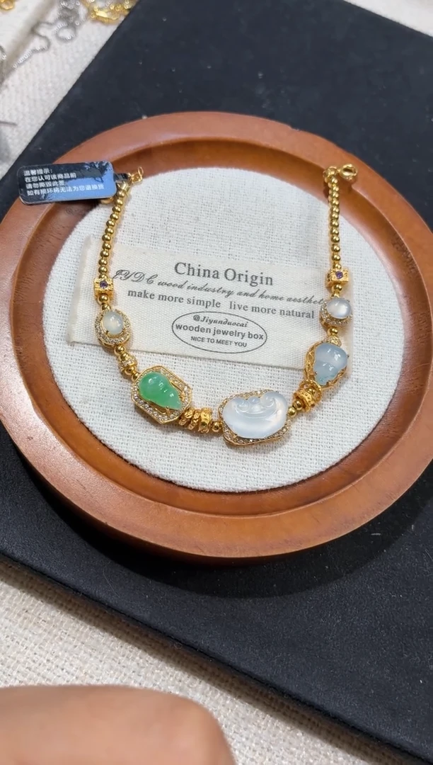 吊坠(不含链)银S925镶嵌翡翠手串