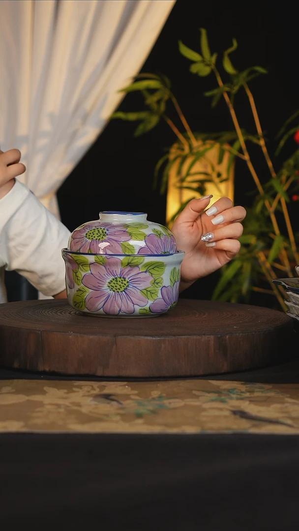 碗景德镇手工手绘高温釉下彩可进蒸箱烤箱洗碗机