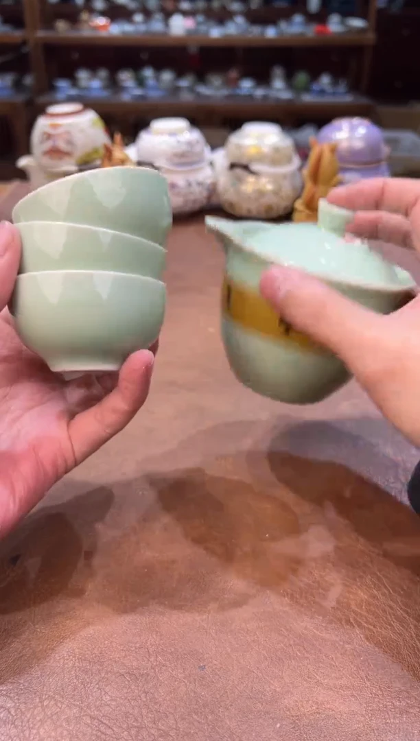 真的很便宜超好看会开片的旅行茶具