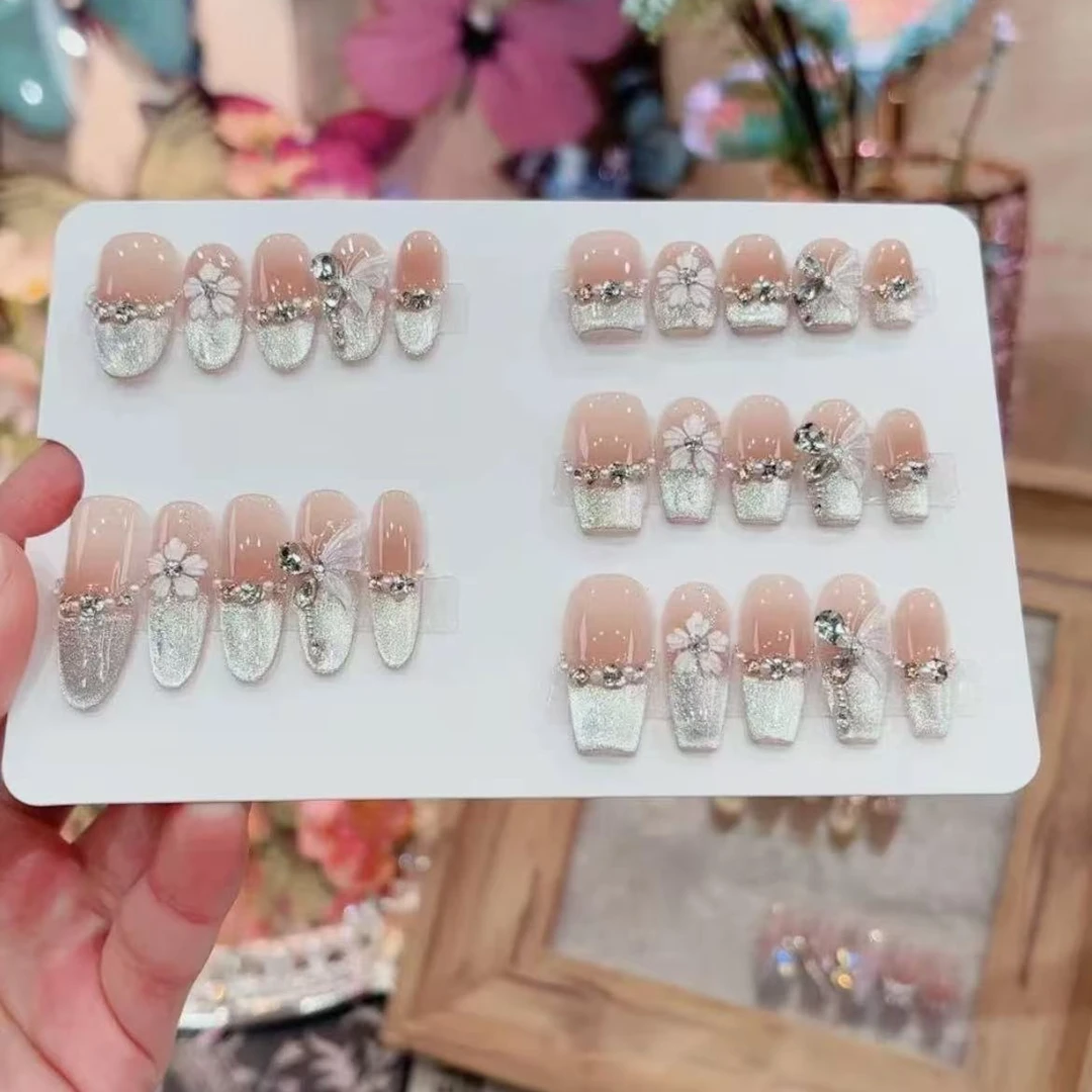 【花韵蝶舞】原创设计简约气质秋冬美甲纯手工光疗穿戴甲