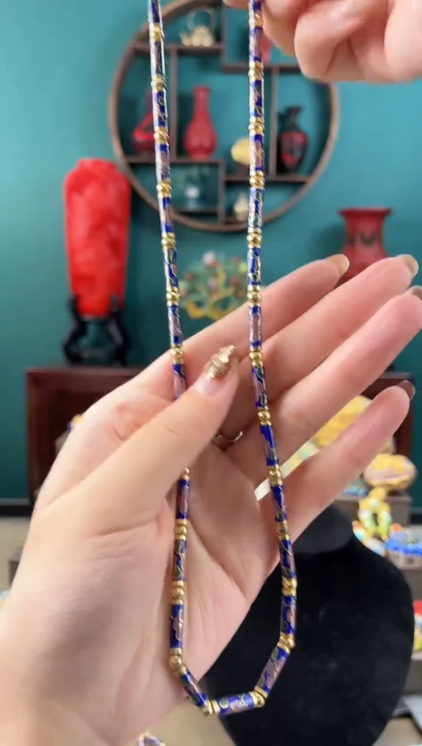 非遗景泰竹节项链宝蓝老的