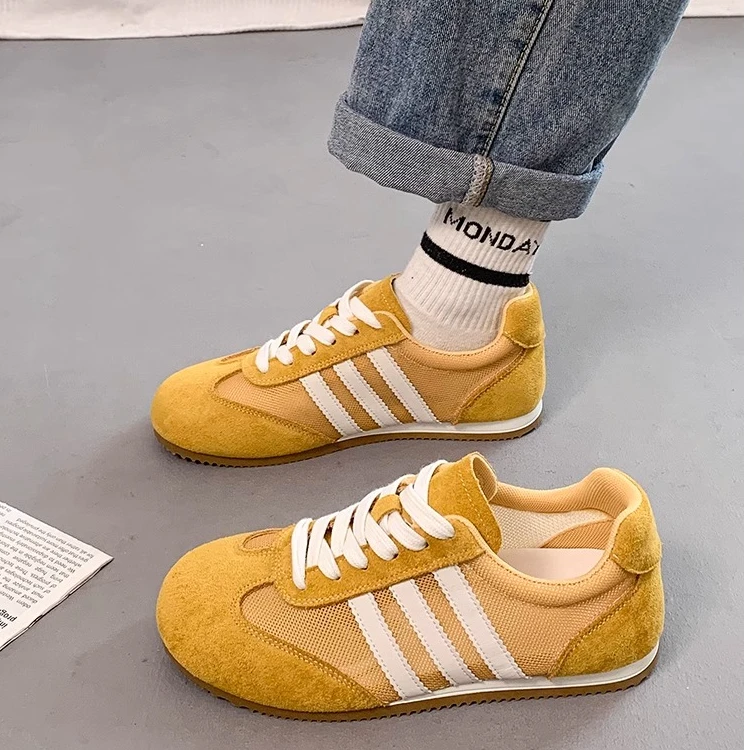 薄款德训鞋女2025年新款复古轻便透气网面阿甘鞋软底运动板鞋