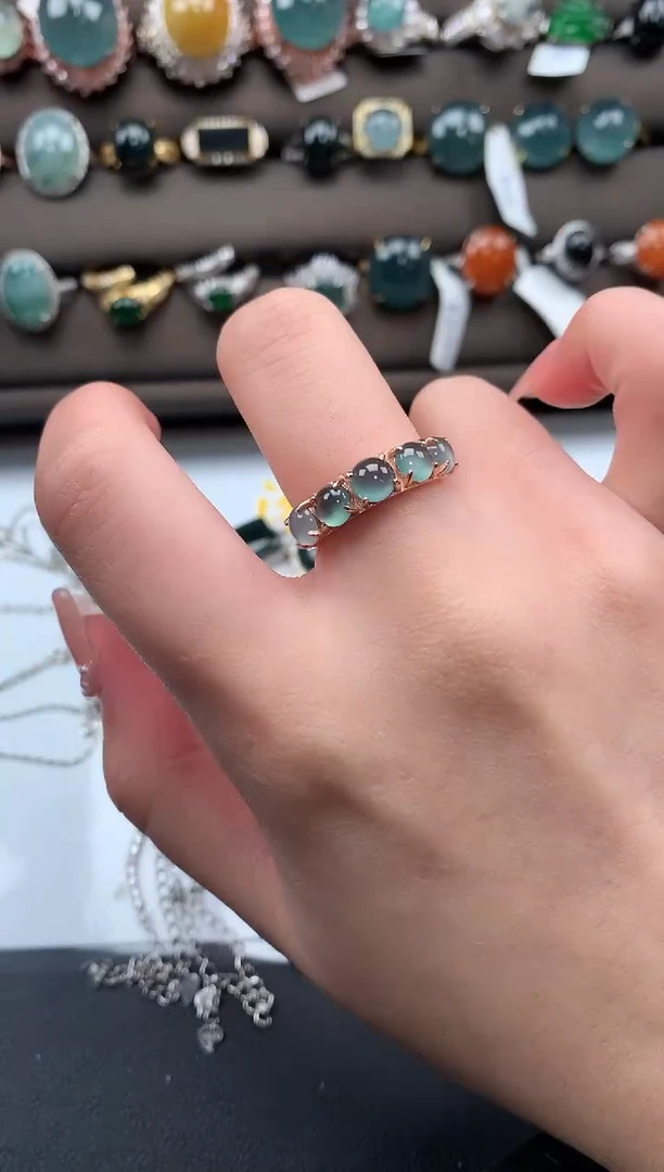 【闪购商品】翡翠戒指银S925镶嵌6341