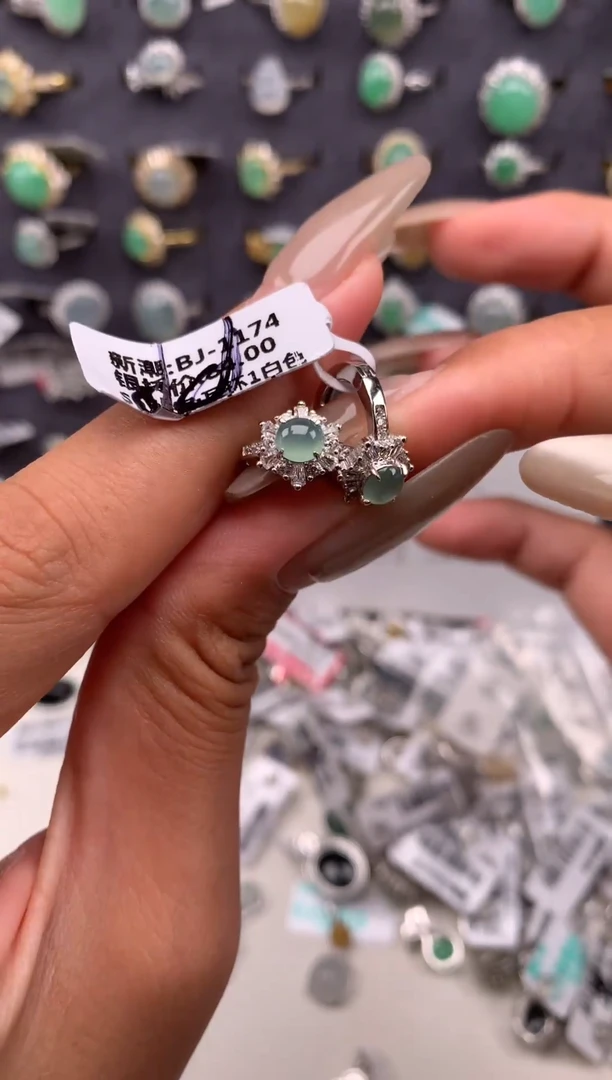 吊坠(不含链)银S925镶嵌翡翠耳饰