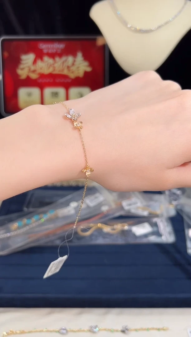 【闪购商品】钻石手链18K金镶嵌BB4590#-W+Y#78