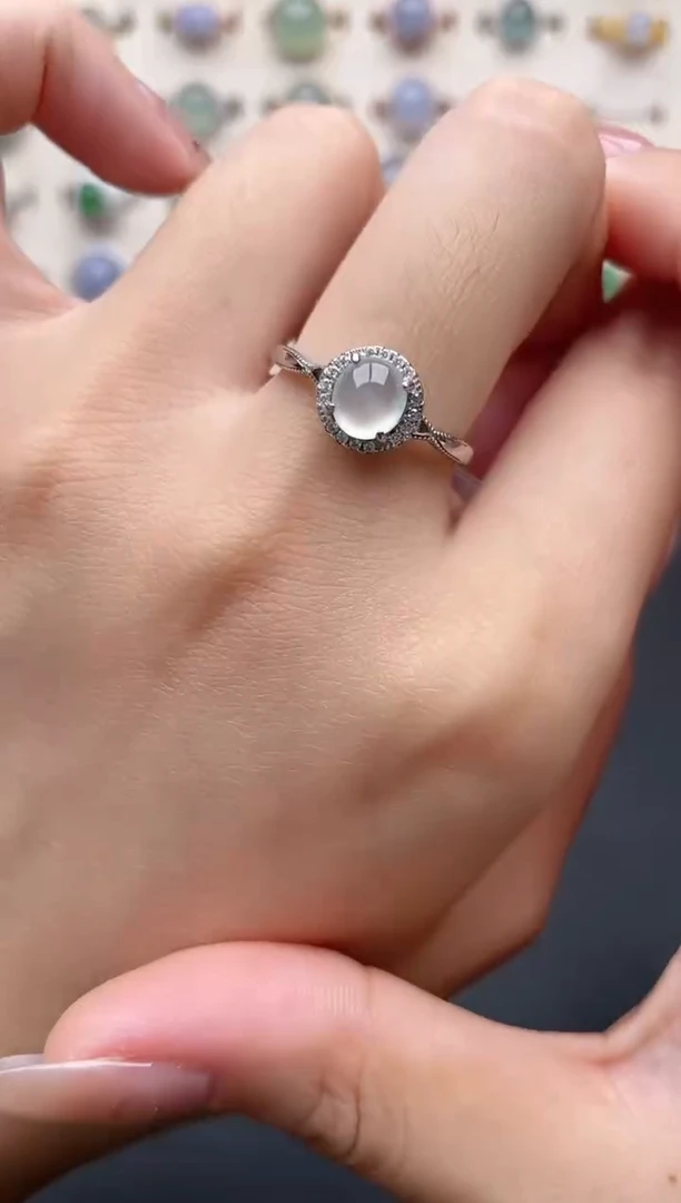 【闪购商品】翡翠戒指银S925镶嵌一物一证一礼盒