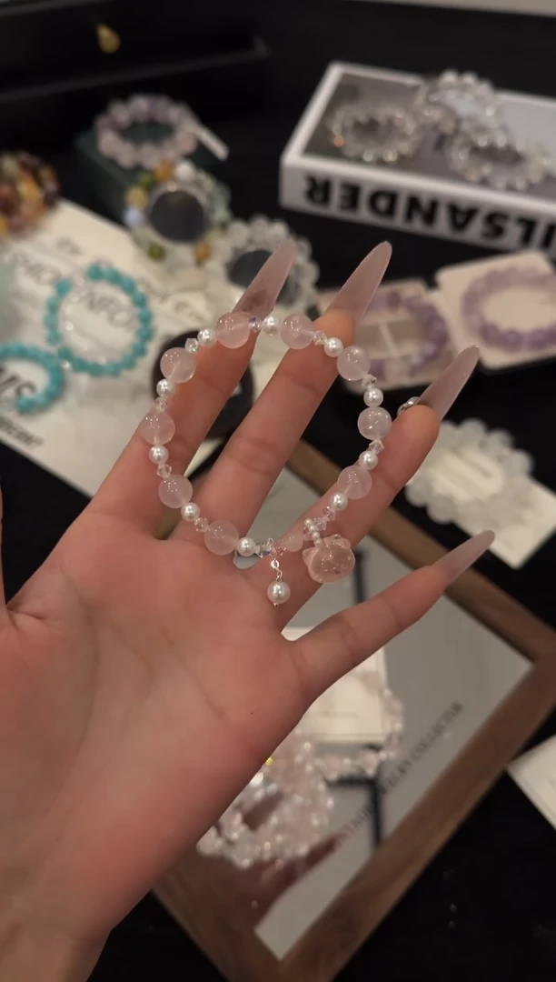 合金手链水晶kitty粉水晶x2106