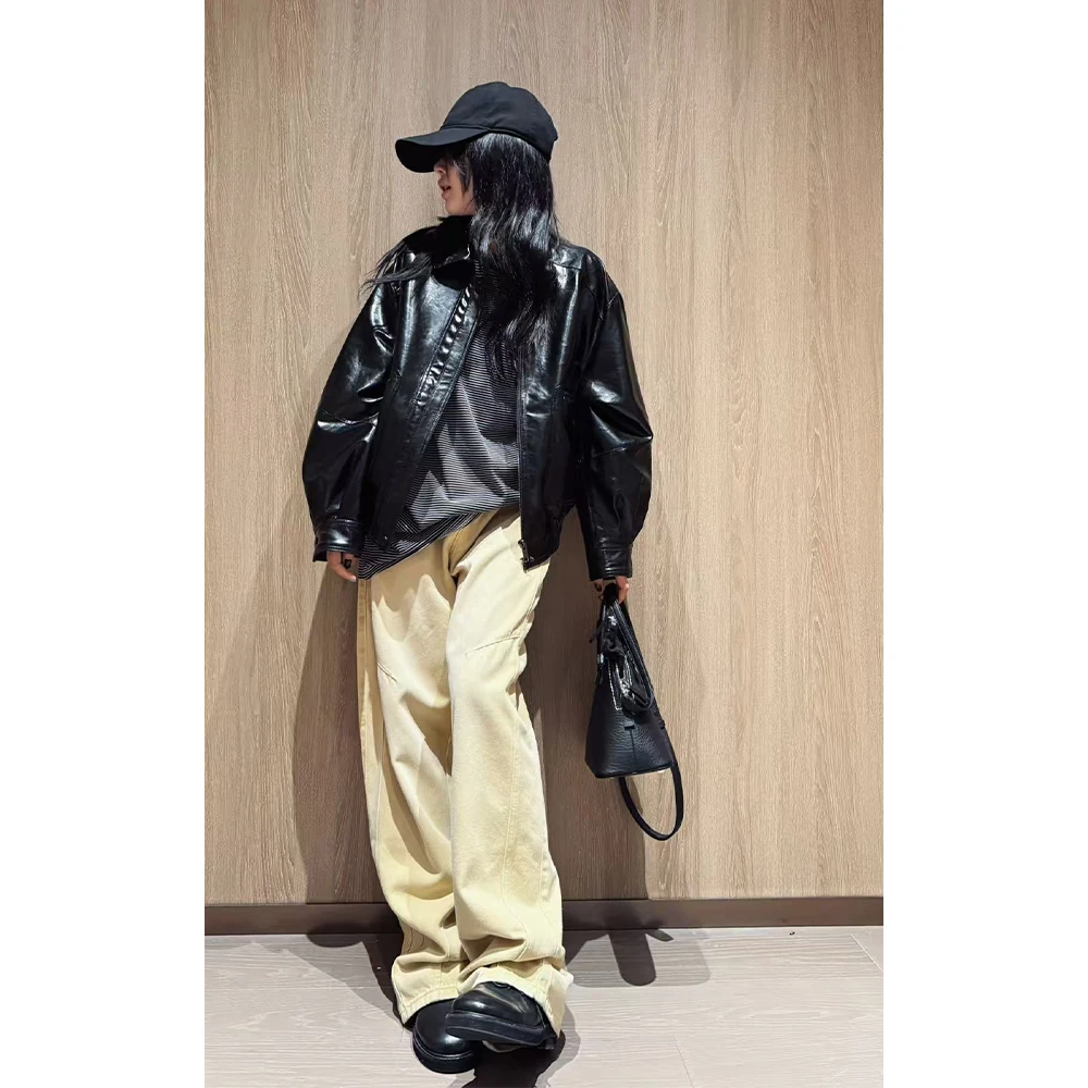 LA CALLA机能风油蜡羊皮外套WD25W15