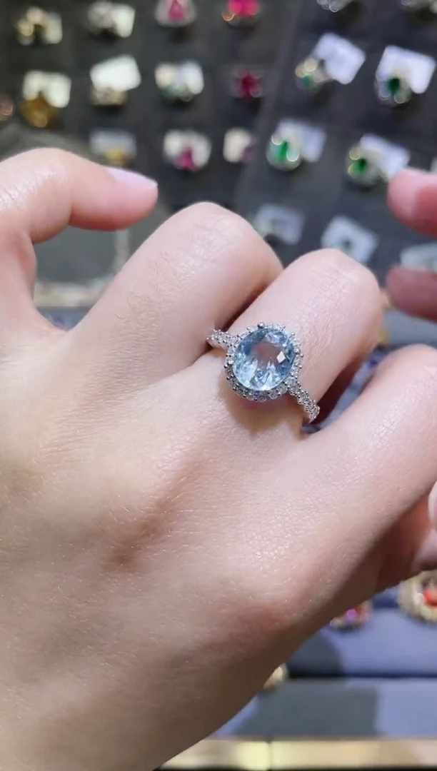 【闪购商品】海蓝宝石戒圈18K金镶嵌2.18ct