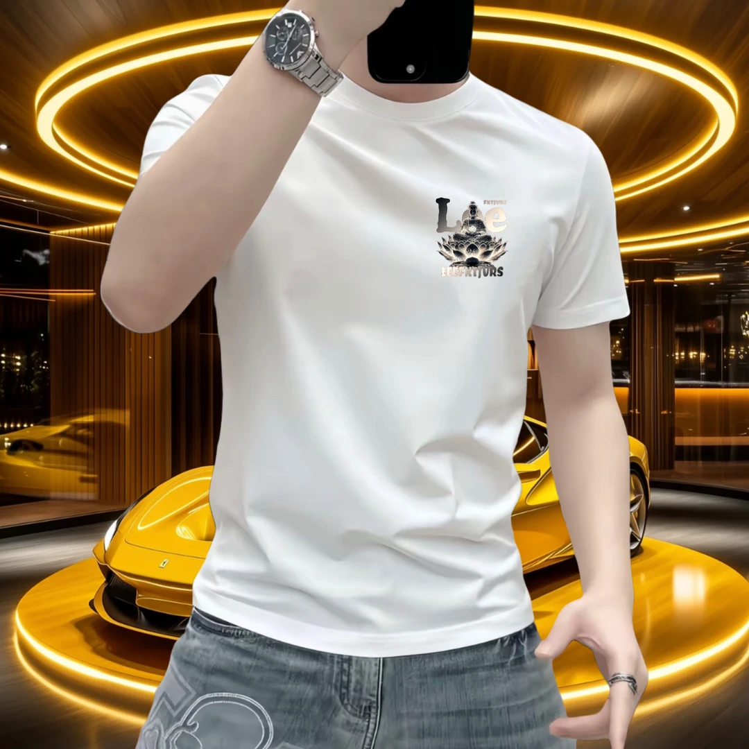 索罗娜棉质短袖修身圆领弹力时尚休闲男士印花韩版百搭短袖男t恤